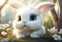 Kinderzimmer Hase - Niedlicher kleiner weißer Hase