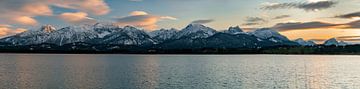 Sunset over the Hopfensee lake to the Allgäu Alps by Leo Schindzielorz