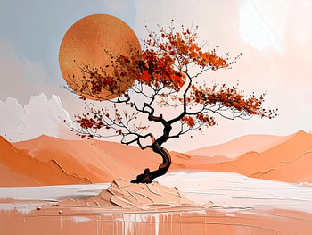 Minimalistisch Japans berglandschap