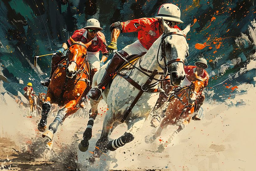 Dynamic horse racing with jockeys in action by Poster Art Shop