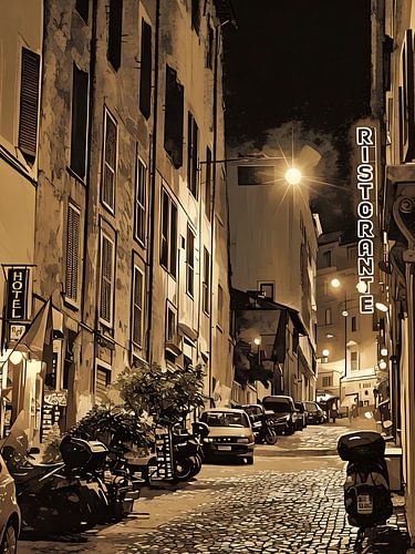 Italiaans straatje 's nachts