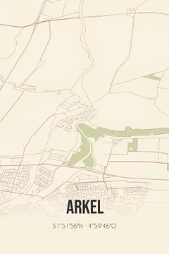 Vintage landkaart van Arkel (Zuid-Holland) van Rezona