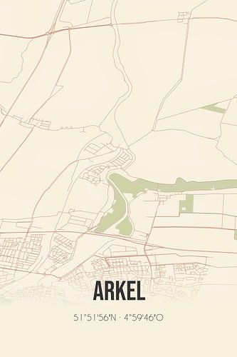 Vintage landkaart van Arkel (Zuid-Holland)