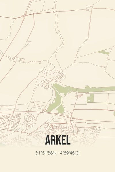 Vintage map of Arkel (South Holland) by Prints of Place