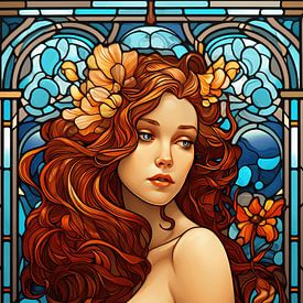 Art Nouveau (glas in lood) van Harry Herman