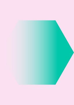 Geometrische vorm, groen kleurverloop tegen een zachtroze achtergrond van Studio Allee