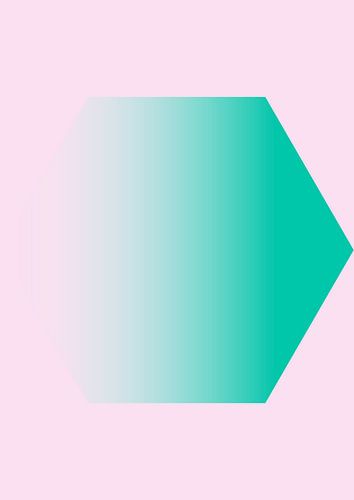 Forme géométrique, dégradé de vert sur un fond rose tendre