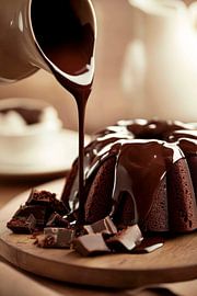 Schokoladenkuchen mit flüssiger Sauce von Poster Art Shop