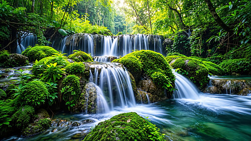 Fantasy Wall Art: VALTHERIS – Watervallen in het sprookjesachtige bos
