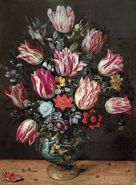 Vase with Tulips, Andries Daniels and Frans Francken the Younger by Masterful Masters