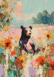 Bear cub poster abstract oil painting by Niklas Maximilian