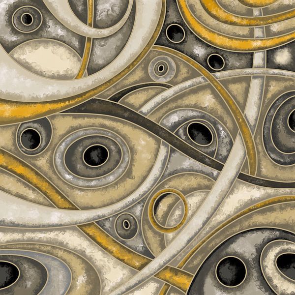 Abstracte kunst - Labyrint in beige en bruin van Patricia Piotrak