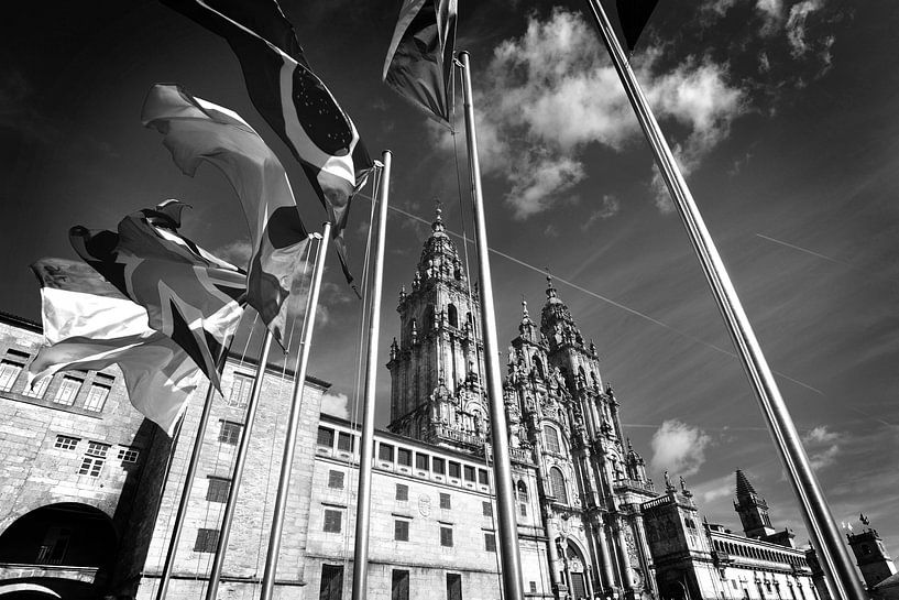 Kathedrale von Santiago de Compostela, Spanien (schwarz/weiß) von Rob Blok
