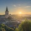 Die Kathedrale Santa Maria in Spoleto bei Sonnenuntergang. Region Umbrien, von Stefano Orazzini