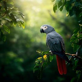 Graupapagei in der Natur von Poster Art Shop