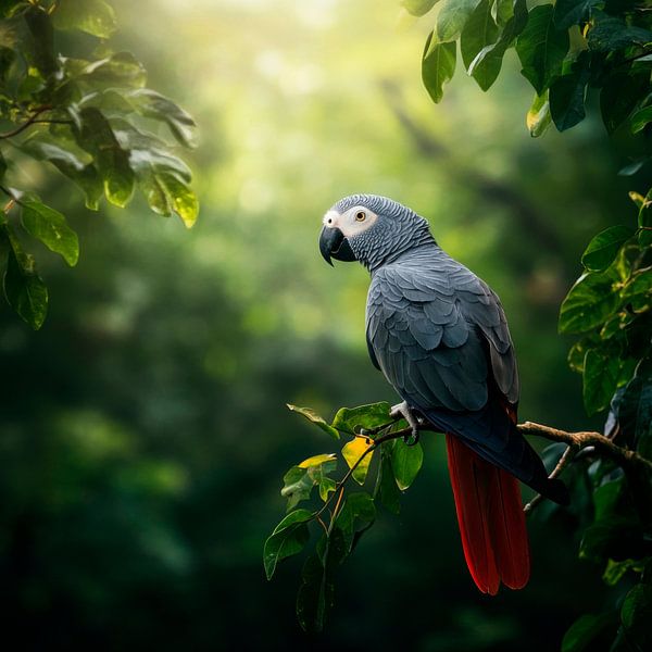 Grey parrot in the wild by Poster Art Shop