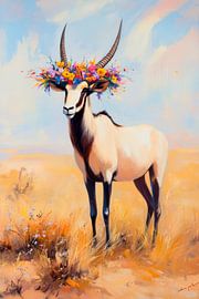 Blumen-Oryx in der Steppe von Poster Art Shop