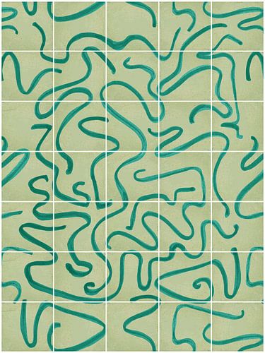 Modern en abstracte lijnen op een tegelpatroon, seige - groen