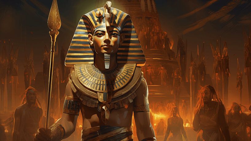 Toutankhamon roi de l'Egypte ancienne avec une lance par Animaflora PicsStock