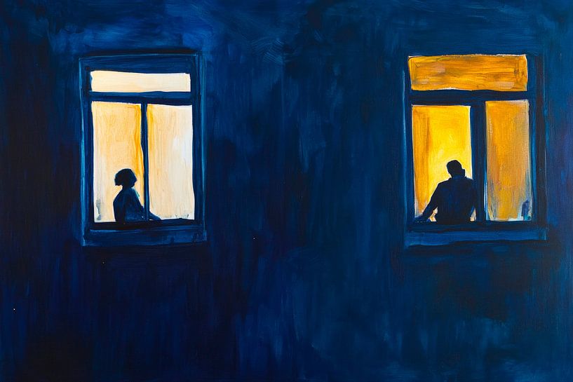 Vue de la fenêtre pendant la nuit par Poster Art Shop