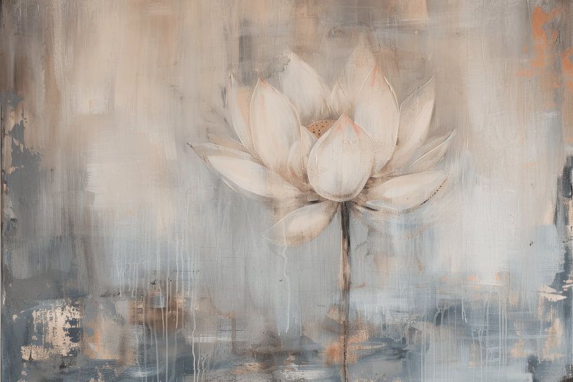 Japandi style, water lily in pastel colours by Japandi Art Studio