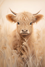 Scottish Highland calf in tall grass by Steinfox Art