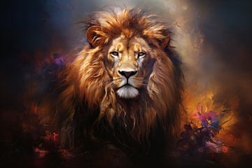 Lion the digital king of the jungle by Digitale Schilderijen