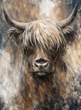 Highland Cow Portrait Painting by IamHome Studio