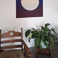 Klantfoto: Gouden maan op donkerblauw van Mad Dog Art, als ArtFrame