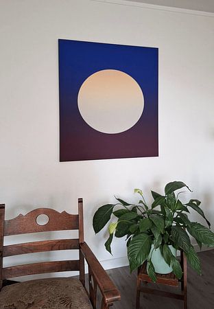 Golden moon on dark blue