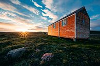 Wooden house in the sun in deserted landscape by Martijn Smeets thumbnail