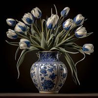 Delfts blauwe vaas met tulpen