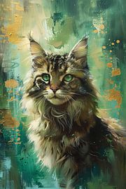 Elegante Katze mit buntem Hintergrund von Art & Soul Creations