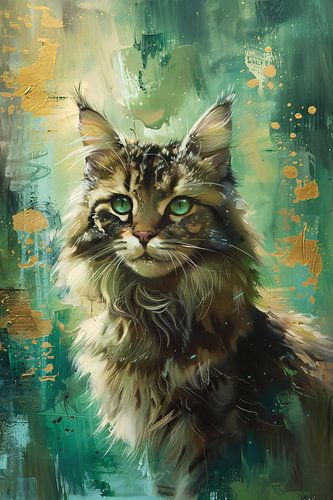 Elegante kat met kleurrijke achtergrond