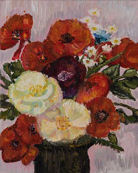 Rote und weiße Mohnblumen