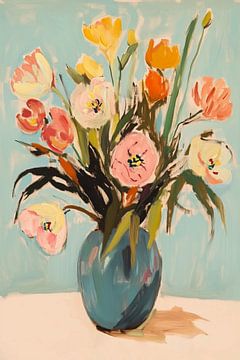 Bunte Blumen in einer Vase von Melloi Art Prints