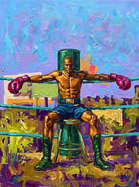 Vibrierender Boxer im Ring