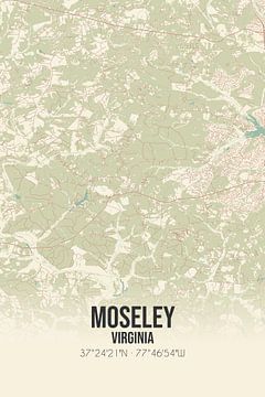 Vintage landkaart van Moseley (Virginia), USA. van MijnStadsPoster