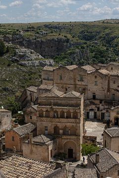 Oude gebouwen in binnenstad van Matera, Italie