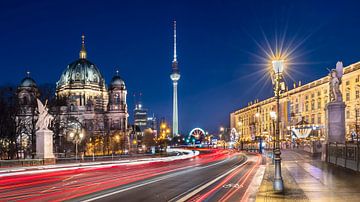 Berlin Cathedral and TV Tower in Dynamic Evening Atmosphere - Panorama by Melanie Viola