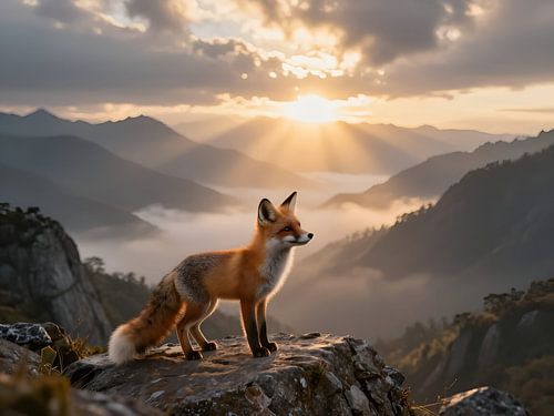 Een vos in de bergen