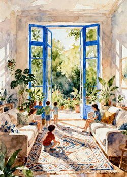 Von Henri Matisse inspiriertes Familienwohnzimmer