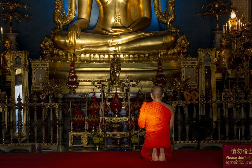 In het gouden licht van verlichting - stille contemplatie voor Boeddha van Walter G. Allgöwer