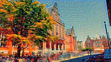 Painting Groningen Academy Building in Summer by Slimme Kunst.nl