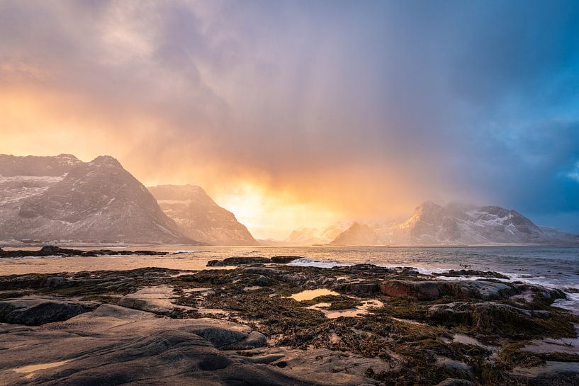 Beautiful sunrise on Lofoten Islands in Norway by Margreet Riedstra