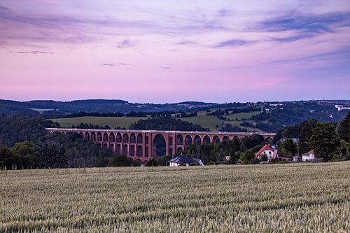 Göltzsch valley bridge at sunset