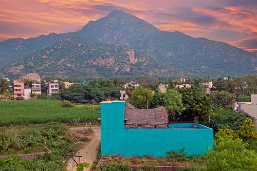 De Heilige Berg Arunachala bij Tiruvanamalai in Tamil Nadu India