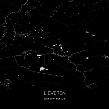 Zwart-witte landkaart van Lieveren, Drenthe. van Rezona