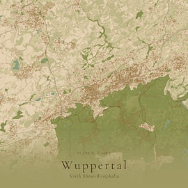 Historische Landkarte von Wuppertal, Deutschland