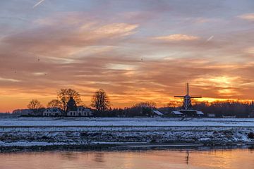 Deventer ijssel zonsondergang Bolwerksmolen van Han Kedde